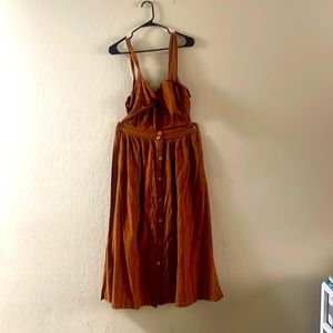 Free people, rust front tie midi dress